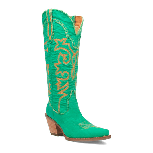 Dingo Di943 Women's Texas Tornado Denim Embroidered Cowboy Tall Boots - Green