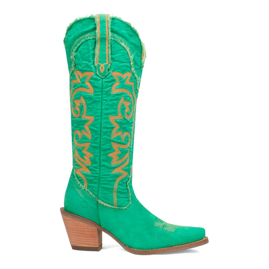 Dingo Di943 Women's Texas Tornado Denim Embroidered Cowboy Tall Boots - Green