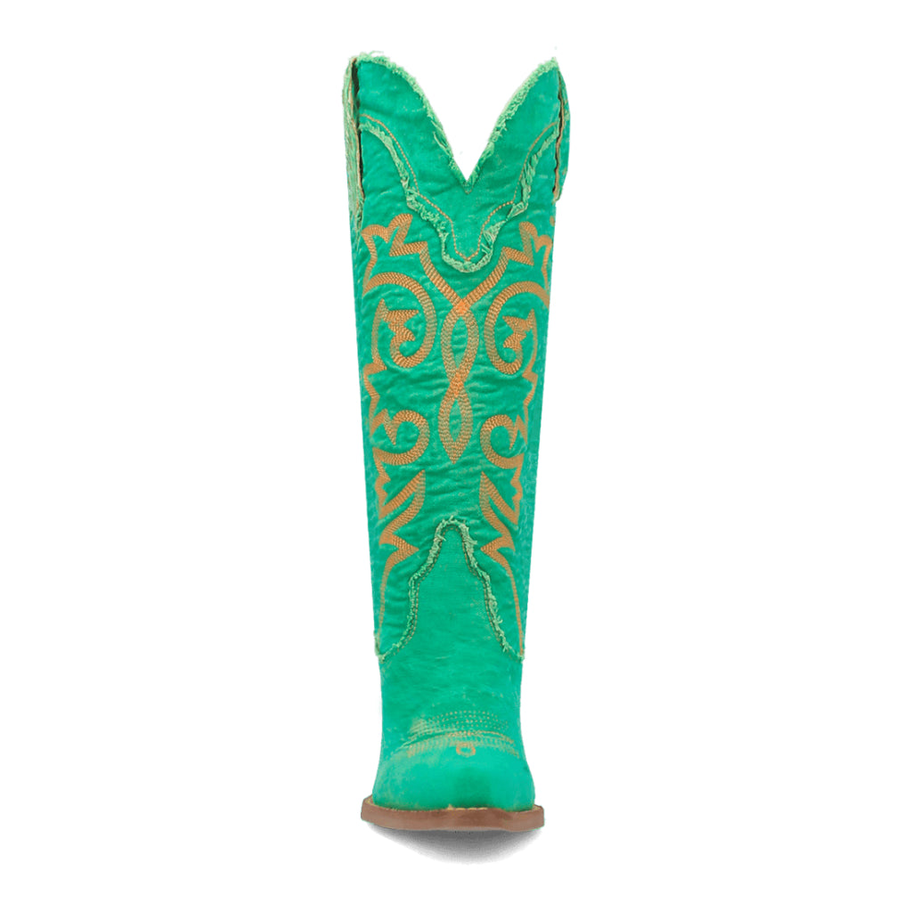 Dingo Di943 Women's Texas Tornado Denim Embroidered Cowboy Tall Boots - Green