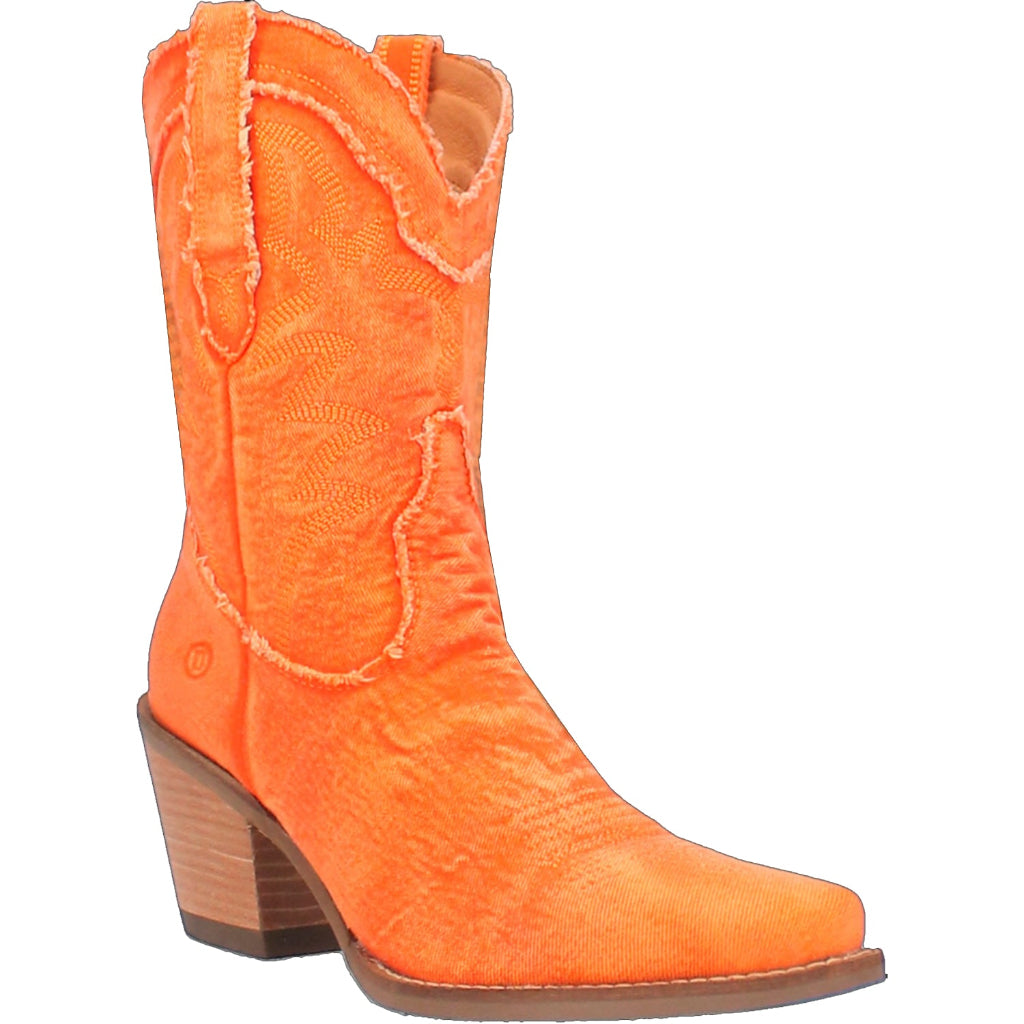 Dingo Di950 Women's Y'All Need Dolly Orange Denim Fashion Cowboy Boots