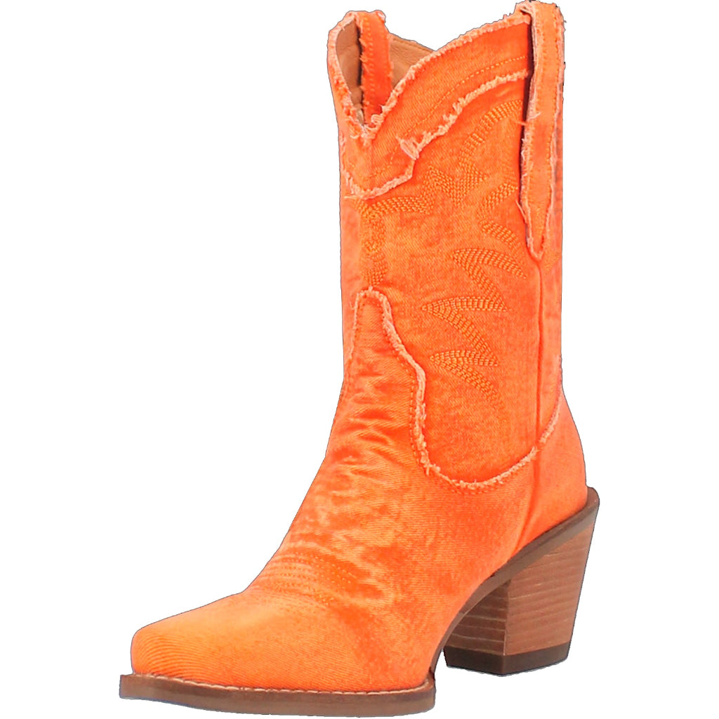 Dingo Di950 Women's Y'All Need Dolly Orange Denim Fashion Cowboy Boots