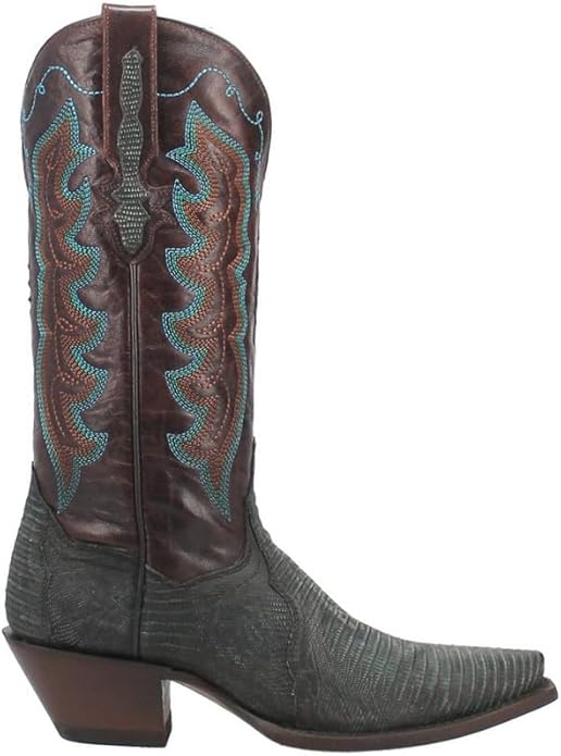 Dan Post 3007 Womens Turquoise/Brown Drifter 13 inch Lizard Snip Toe Western Boots