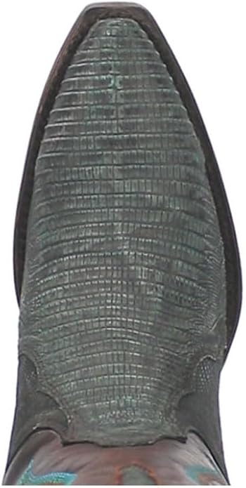 Dan Post 3007 Womens Turquoise/Brown Drifter 13 inch Lizard Snip Toe Western Boots