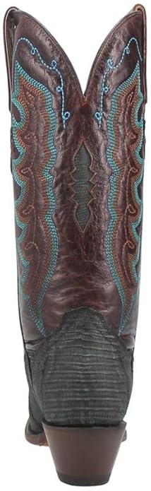 Dan Post 3007 Womens Turquoise/Brown Drifter 13 inch Lizard Snip Toe Western Boots