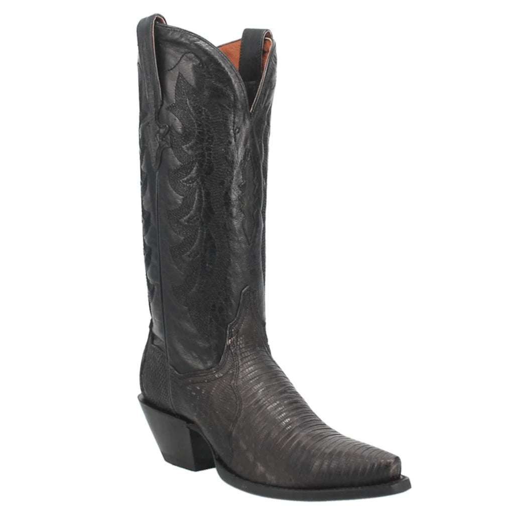 Dan Post 3008 Womens 13" Charcoal Drifter Lizard Snip Toe Boot