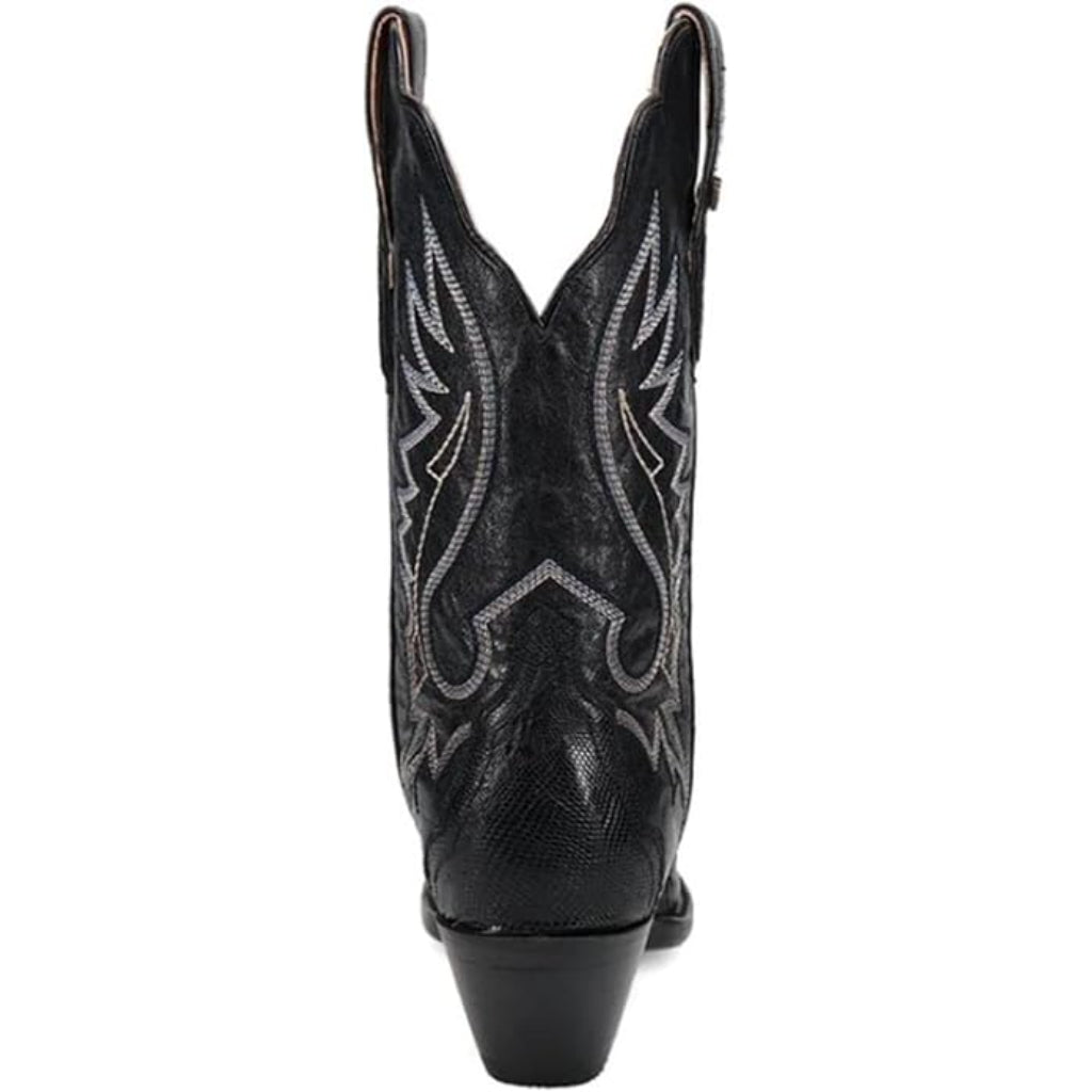 Dan Post DP5100 Women's Celine Snip Toe Lizard Exotic Boots - Black