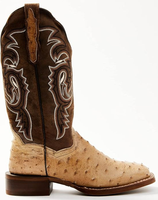 Dan Post 80065 Womens Exotic Full Quill Ostrich Sand Square Toe Boot