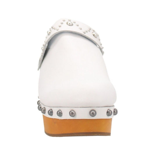 Dingo Deadwood Di917-WHI Women’s Leather Slip-On Clog Shoes - White