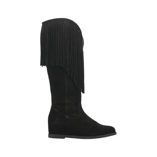 Dingo Hassie Di935-BLA Women’s Fringe Pull-On Western Boots - Black