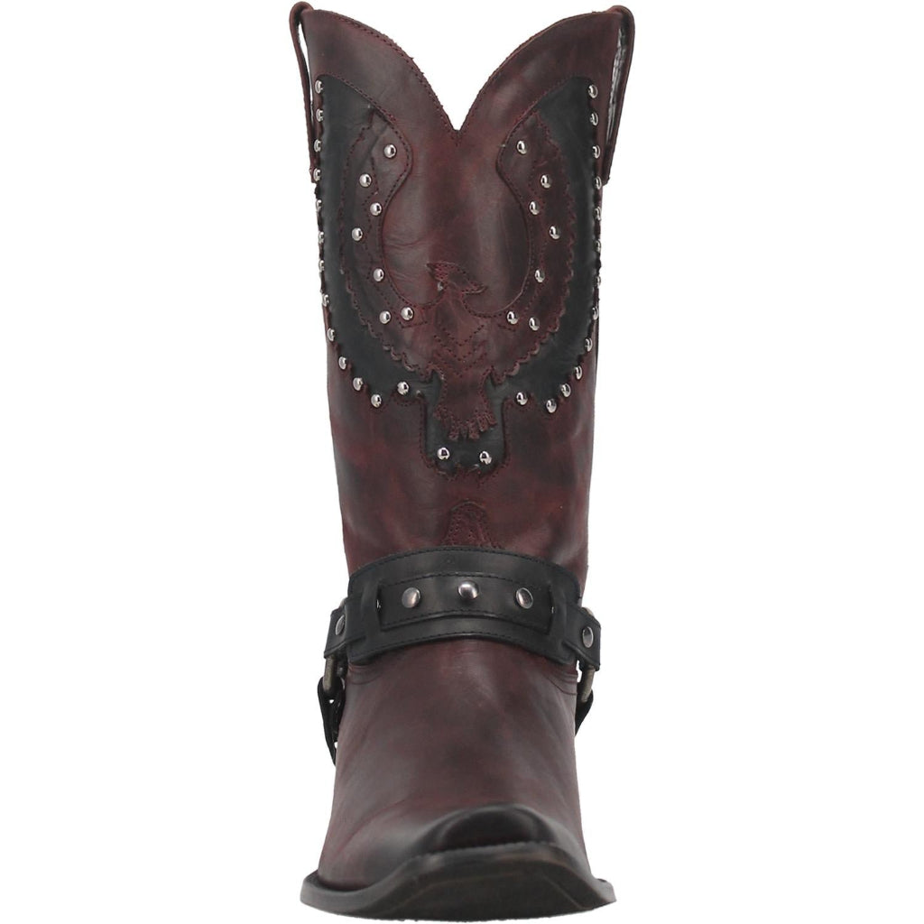 Dingo Mens War Eagle Studded Square Toe Burgundy Boots