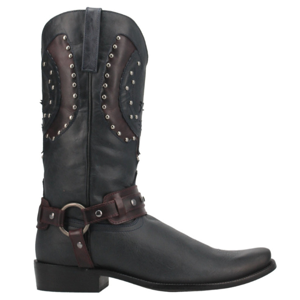Dingo Mens War Eagle Studded Square Toe Navy Boots