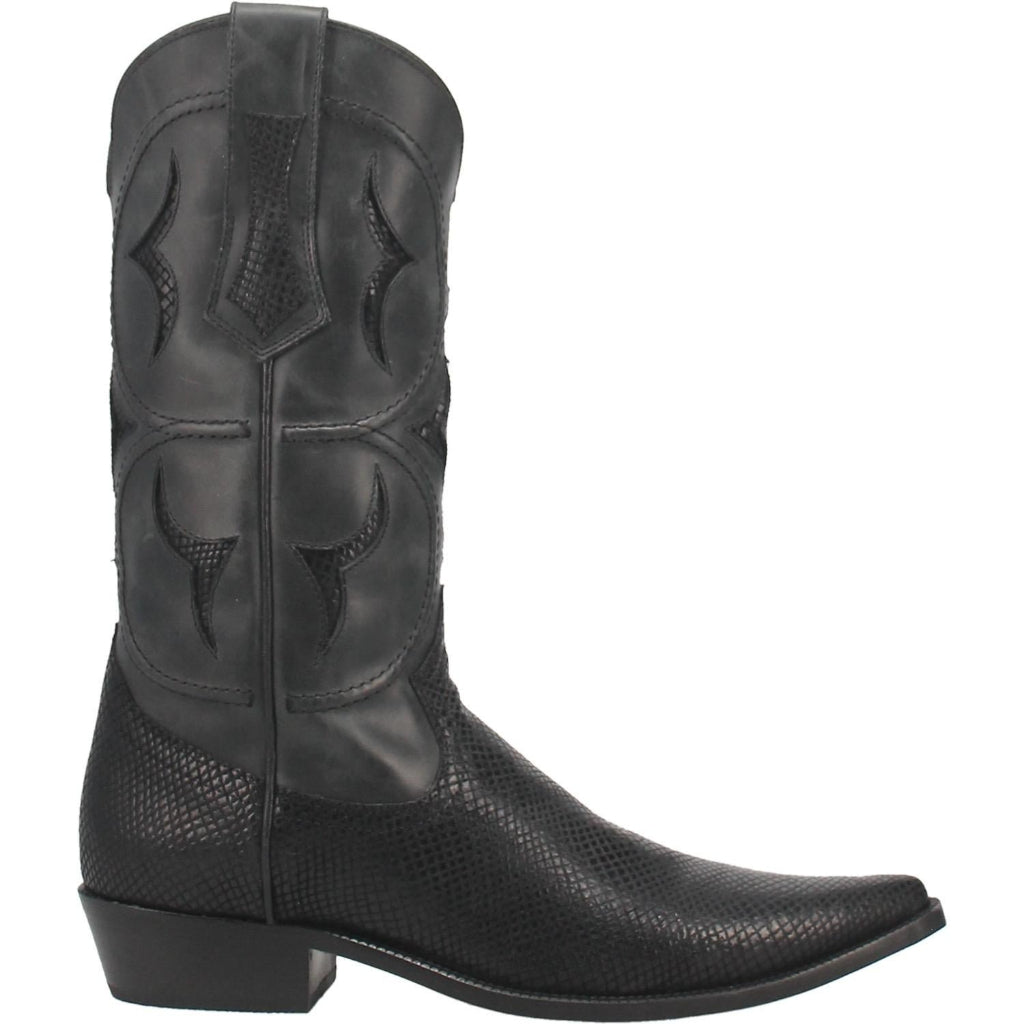 Dingo Mens Dodge City Cowboy Black Leather Snip Toe Boot
