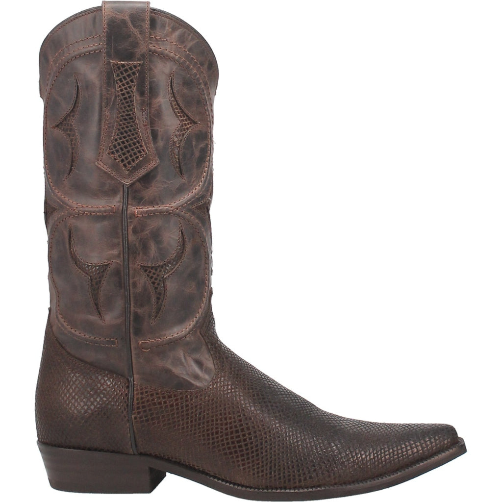 Dingo Mens Dodge City Cowboy Brown Leather Snip Toe Boot