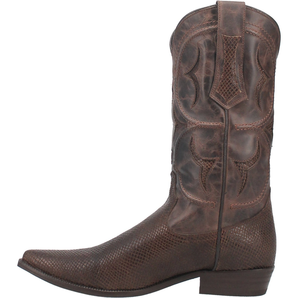 Dingo Mens Dodge City Cowboy Brown Leather Snip Toe Boot