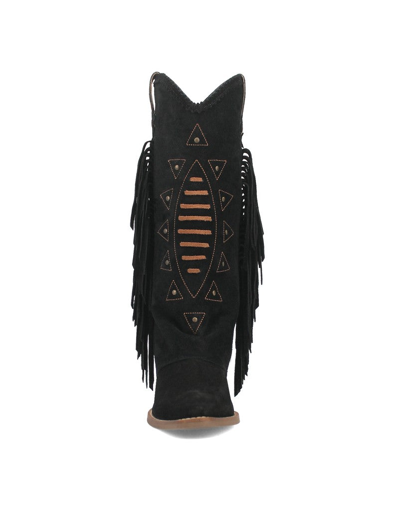Dingo Spirit Trail Di199-BLA Women’s Black Suede Western Boots - Black