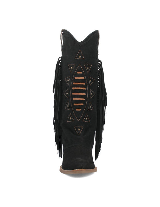 Dingo Spirit Trail Di199-BLA Women’s Black Suede Western Boots - Black