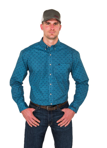 Noble Outfitters 11002-778 Mens Heirloom Blue Geo Print Shirt