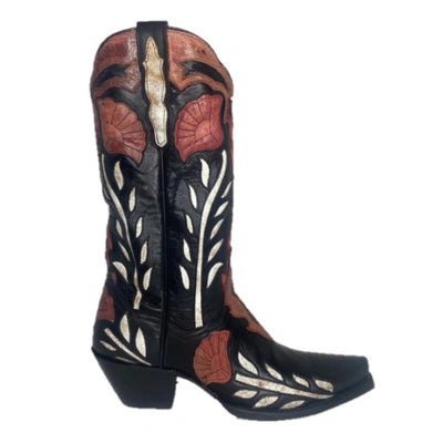 Dan Post DP4350 Women's Alyssia Distressed Floral Black Snip Toe Western Boots