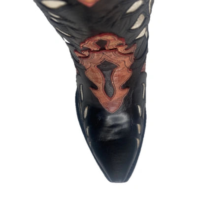 Dan Post DP4350 Women's Alyssia Distressed Floral Black Snip Toe Western Boots