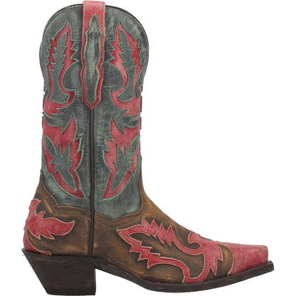 Dan Post DP4345 Women’s Paloma Tan/Turquoise Distressed Snip Toe Cowgirl Boots