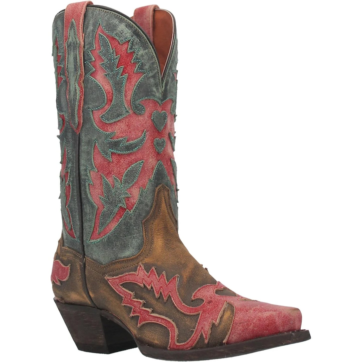Dan Post DP4345 Women’s Paloma Tan/Turquoise Distressed Snip Toe Cowgirl Boots
