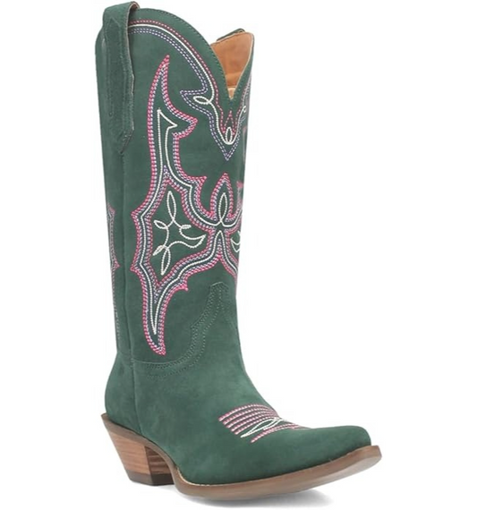 Dingo DI196 Women's Hot Sauce Snip Toe Leather Mid-Calf Boots - Green