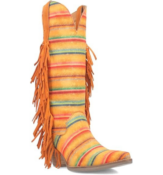 Dingo DI193 Hot Tamale Women’s Yellow Fringe Fabric Boots – 15″ Shaft