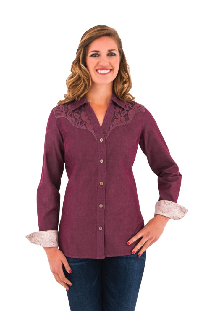 Noble Outfitters 21005-672 Womens Bluegrass Button Lace Shirt