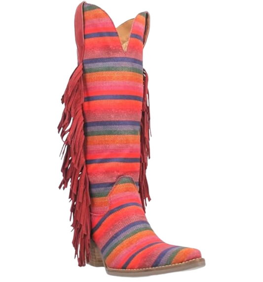 Dingo DI193 Hot Tamale Women’s Red Fringe Fabric Boots – 15″ Shaft