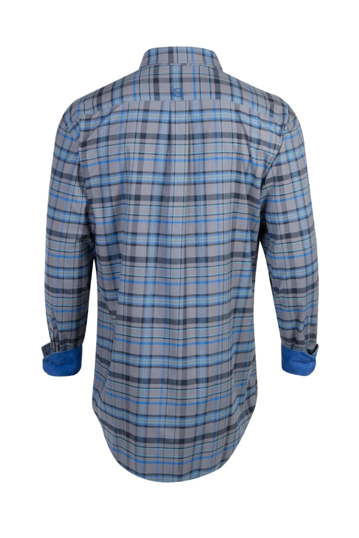 Noble Outfitters 11002-875 Mens Grey/Blue Plaid Generations Long Sleeve Shirt