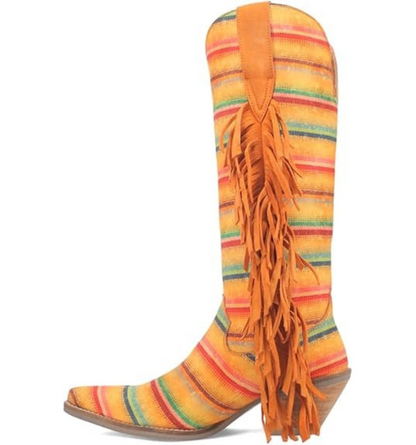Dingo DI193 Hot Tamale Women’s Yellow Fringe Fabric Boots – 15″ Shaft