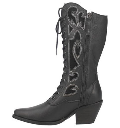 Dingo DI817 Women's San Miguel Snip Toe Leather Mid-Calf Boots – Black