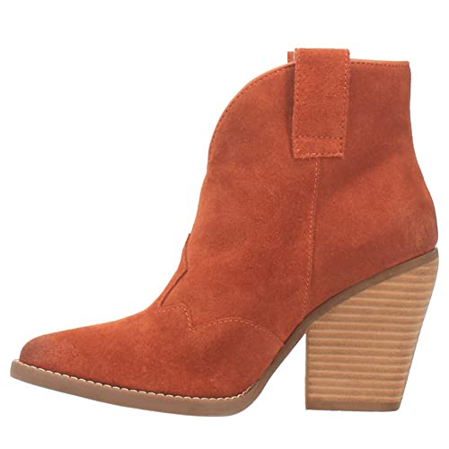 Dingo Di342-RUS Flannie Women's Rust Suede Slip-On Ankle Booties