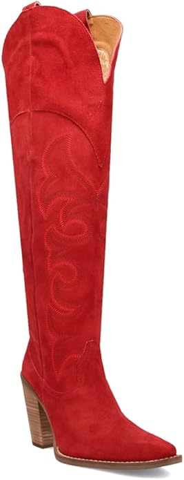 Dingo Women’s Primadonna Di2190-RED Embroidered Snip Toe Zippered Casual Boot