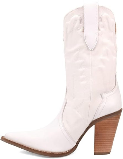 Dingo Tipsy Di2247-WHI Women’s Leather Western Boots - White