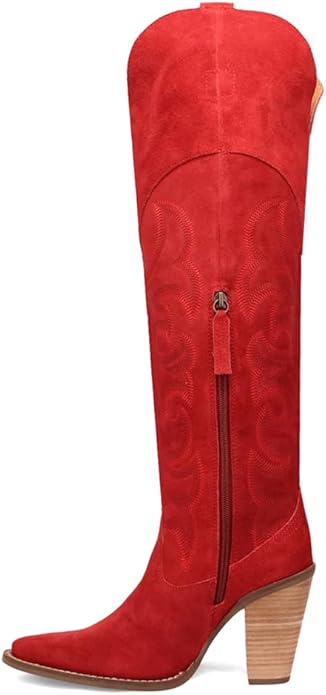 Dingo Women’s Primadonna Di2190-RED Embroidered Snip Toe Zippered Casual Boot