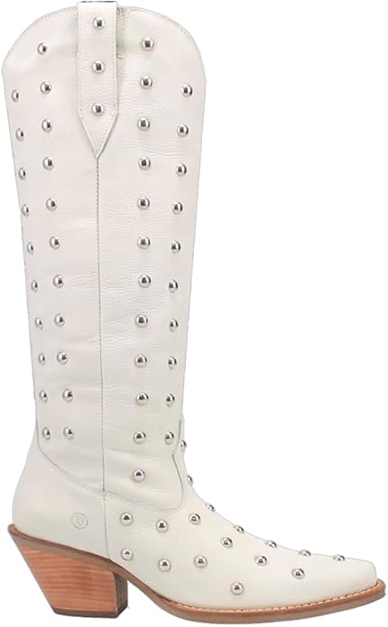 Dingo Broadway Bunny Di155-WHI Women’s Studded Snip Toe Western Casual Boots - White