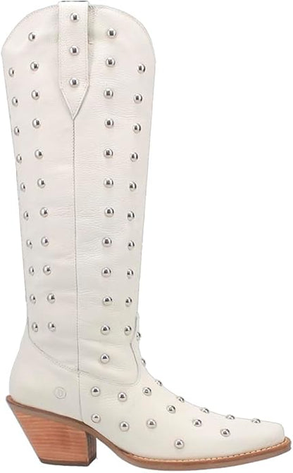 Dingo Broadway Bunny Di155-WHI Women’s Studded Snip Toe Western Casual Boots - White