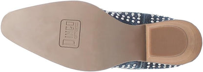 Dingo Honkytonk Honey Di162-BLU Women’s Rhinestone Snip Toe Knee-High Casual Boots – Blue, 2–3" Mid Heel