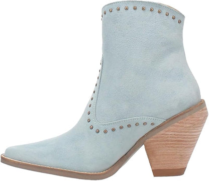 Dingo Classy N’ Sassy Di952-BLU Women’s Studded Zip Snip Toe Cowboy Boots - Blue