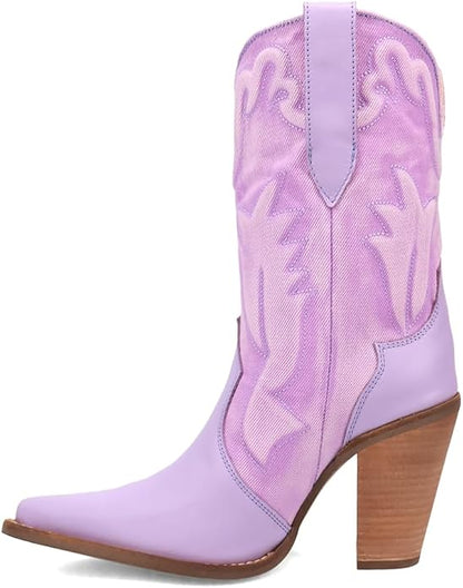 Dingo Di2247-LAV Women's Tipsy Leather Western Boots - Lavender