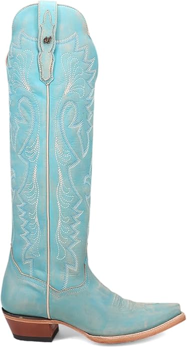 Dan Post Celeste DP5111 Women’s Light Blue Embroidered Snip Toe Over-the-Knee Western Boots