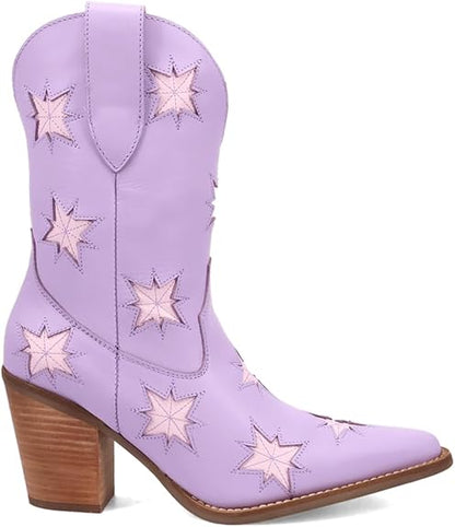 Dingo DI2248-LAV Women's Starburst Leather Western Boots - Lavender