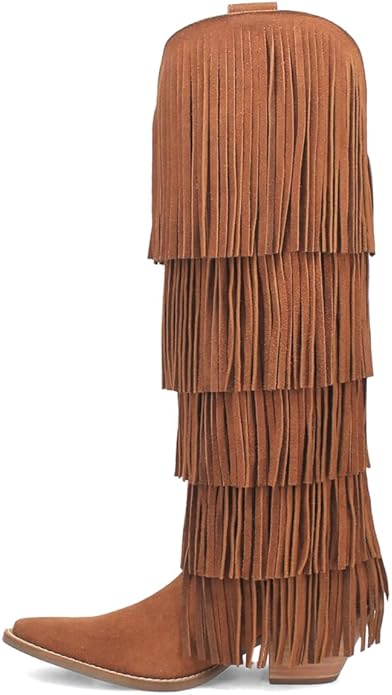 Dingo Wild Child Di276-BRO Women’s Fringe Snip Toe Western Casual Boots - Brown