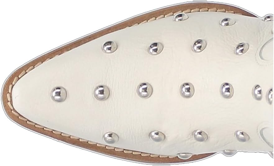 Dingo Broadway Bunny Di155-WHI Women’s Studded Snip Toe Western Casual Boots - White