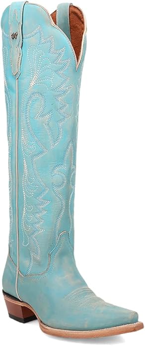 Dan Post Celeste DP5111 Women’s Light Blue Embroidered Snip Toe Over-the-Knee Western Boots
