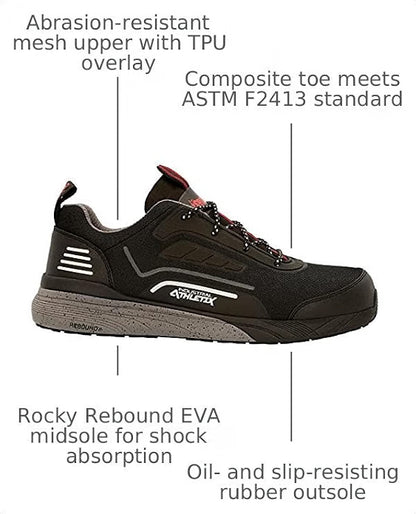 Rocky RKK0348 Men's Industrial Athletix Lo-Top Composite Toe Black Work Shoes