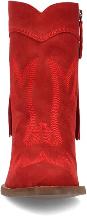 Dingo Di2256-RED Women's Wild Sage Suede Western Booties - Red