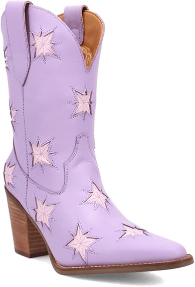 Dingo DI2248-LAV Women's Starburst Leather Western Boots - Lavender