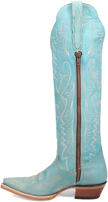 Dan Post Celeste DP5111 Women’s Light Blue Embroidered Snip Toe Over-the-Knee Western Boots